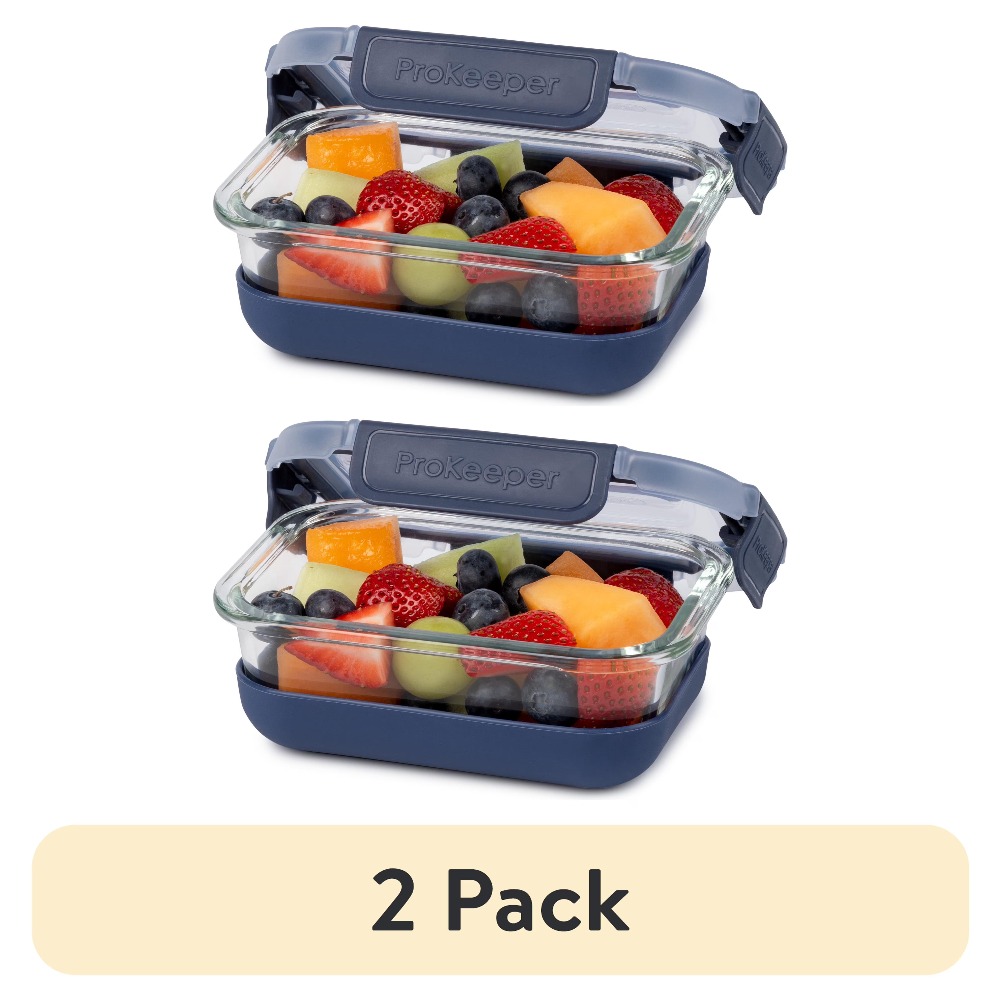 Food Packed Snacks - 2-pack glazen voedselbewaarcontainers van 1,6 kopjes