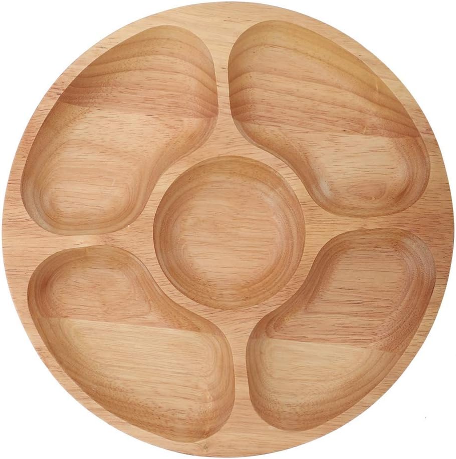 Food Snacks Chips - 5-delige houten serveerschaal met compartimenten, ronde