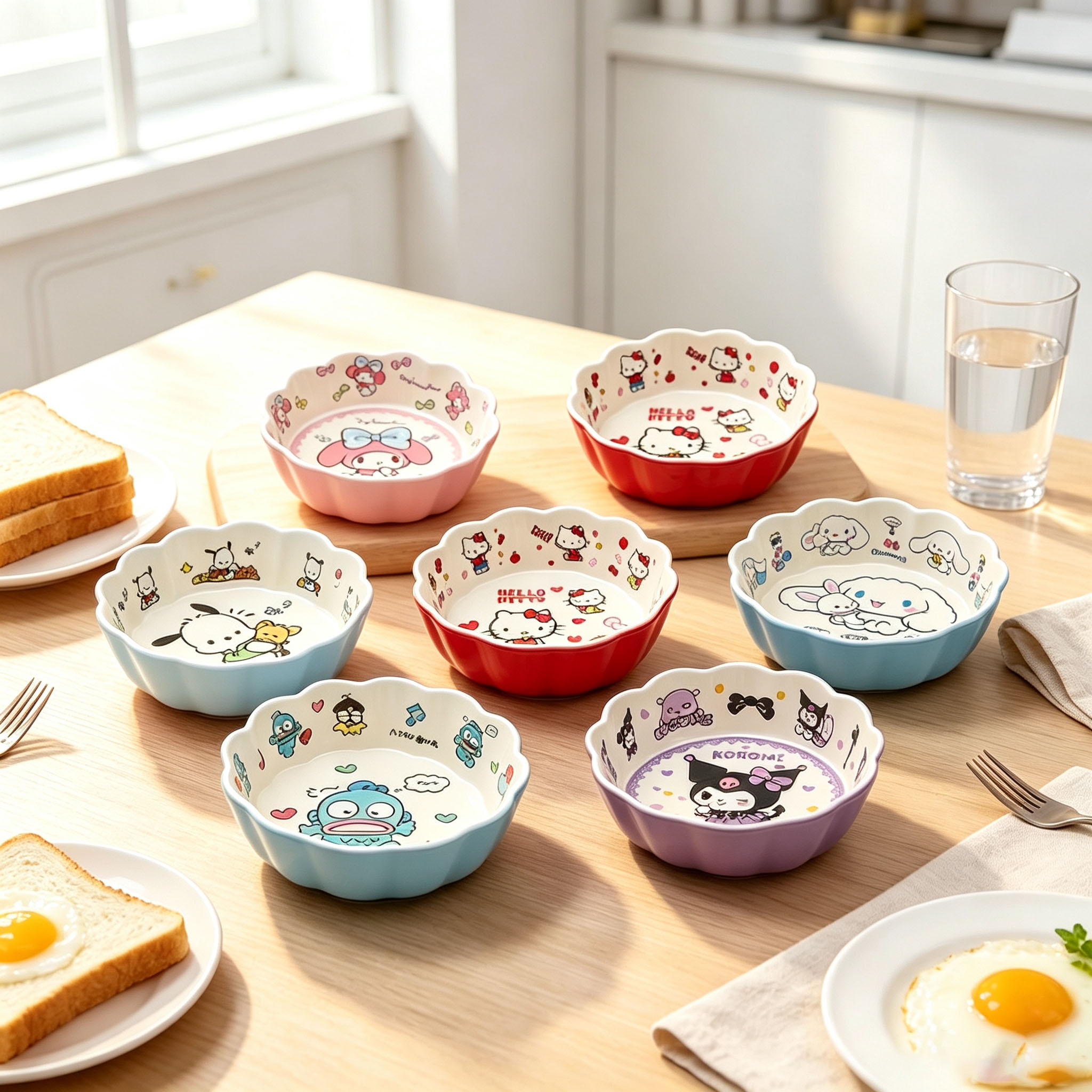 Food Grocery Snacks - Kawaii kanten schaal, schattige cartoon bedrukte